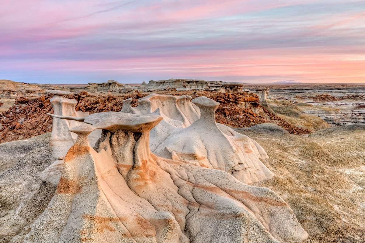 sunset over the bisti badlands